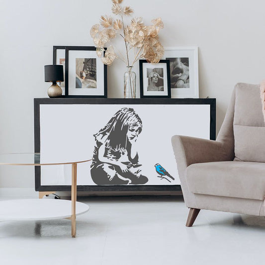 Banksy Wall Decals Art | Blue Bird Little Girl | Wall Art Studios UK