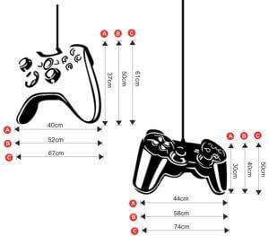 Playstation Xbox Game Room Decor Size Chart | Wall Art Studios UK 