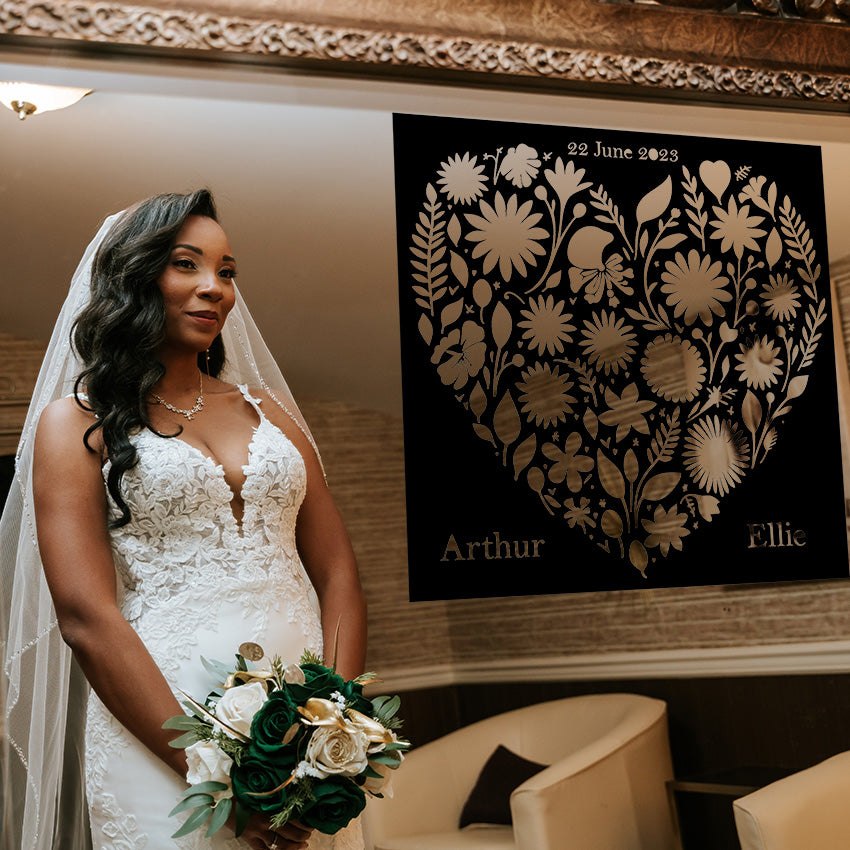 Newly Weds Heart and Flowers | Newly Weds Heart | Wall Art Studios UK