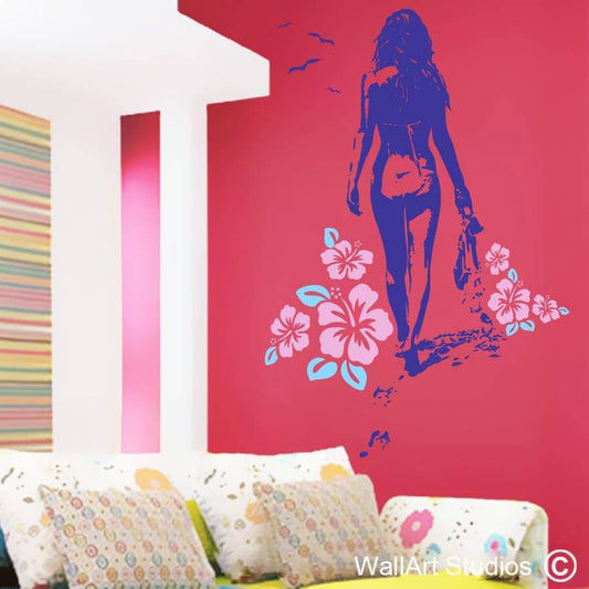 Beach Babe Wall Art Stickers | Beach Babe Wall Art Stickers | Wall Art Studios UK