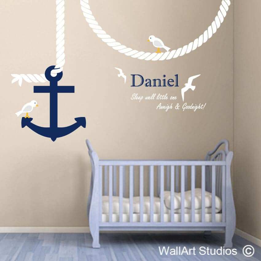 Anchor, Rope, Seagulls Wall Art Sticker | Anchor, Rope, Seagulls Wall Art Sticker | Wall Art Studios UK