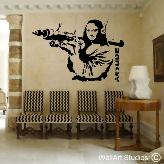 Banksy Mona Lisa Bazooka Wall Art Decal Design | Wall Art Studios UK