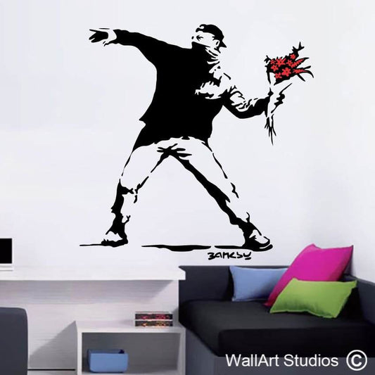 Banksy Flower Thrower Decal | Banksy Wall Stickers | Wall Art Studios
