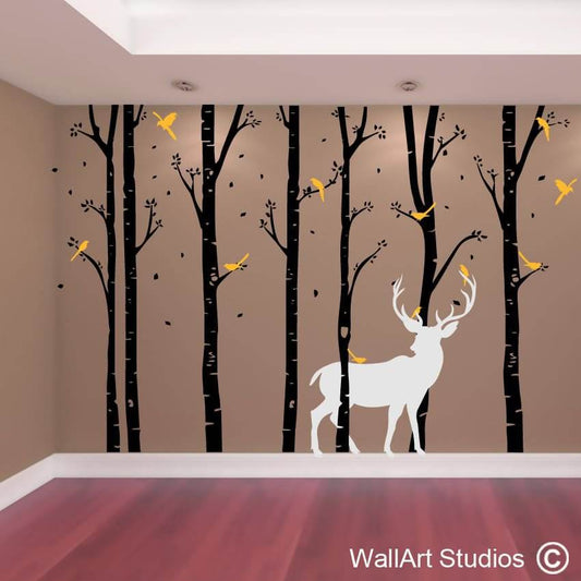 Birch Forest Stag Wall Art Vinyl | Birch Forest Stag Wall Art Vinyl | Wall Art Studios UK