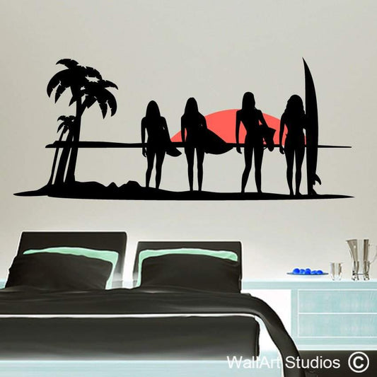 Surfer Girls Wall Art Stickers