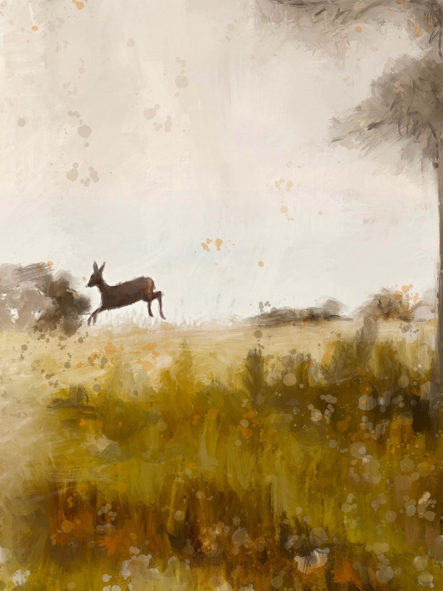 Deer in the Grasses -
