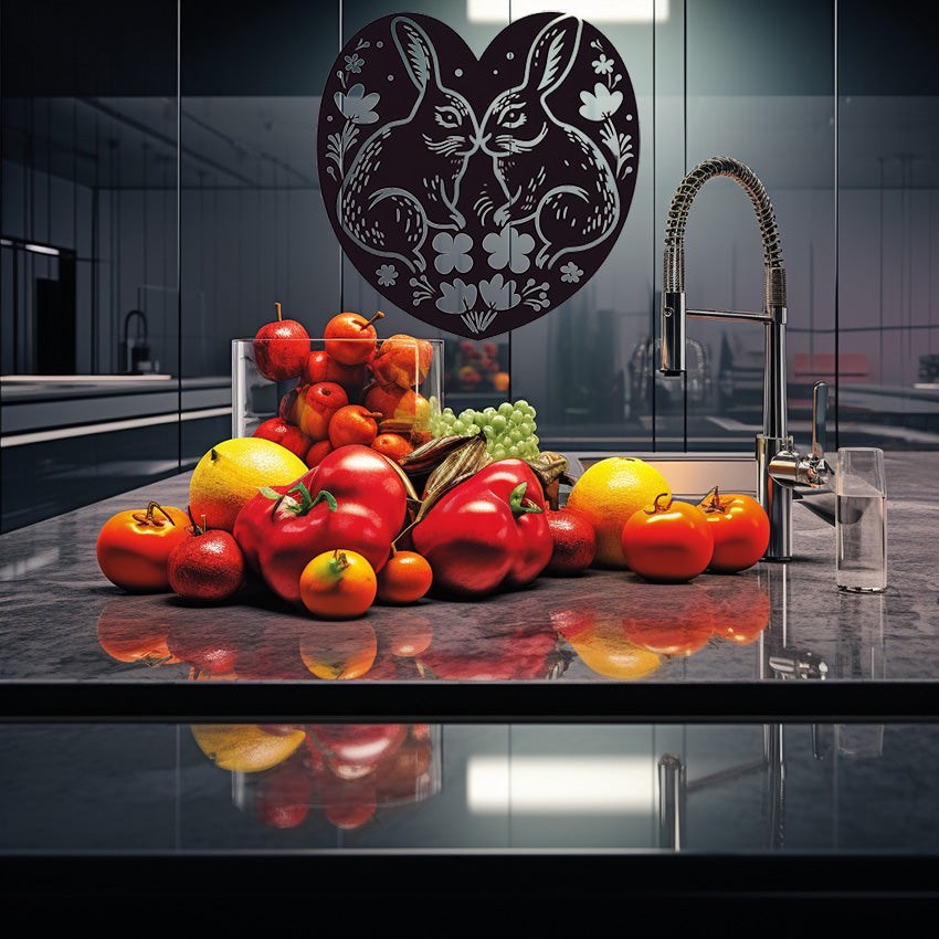 Template Rabbit Heart Rabbits in a Heart | Wall Art Studios UK