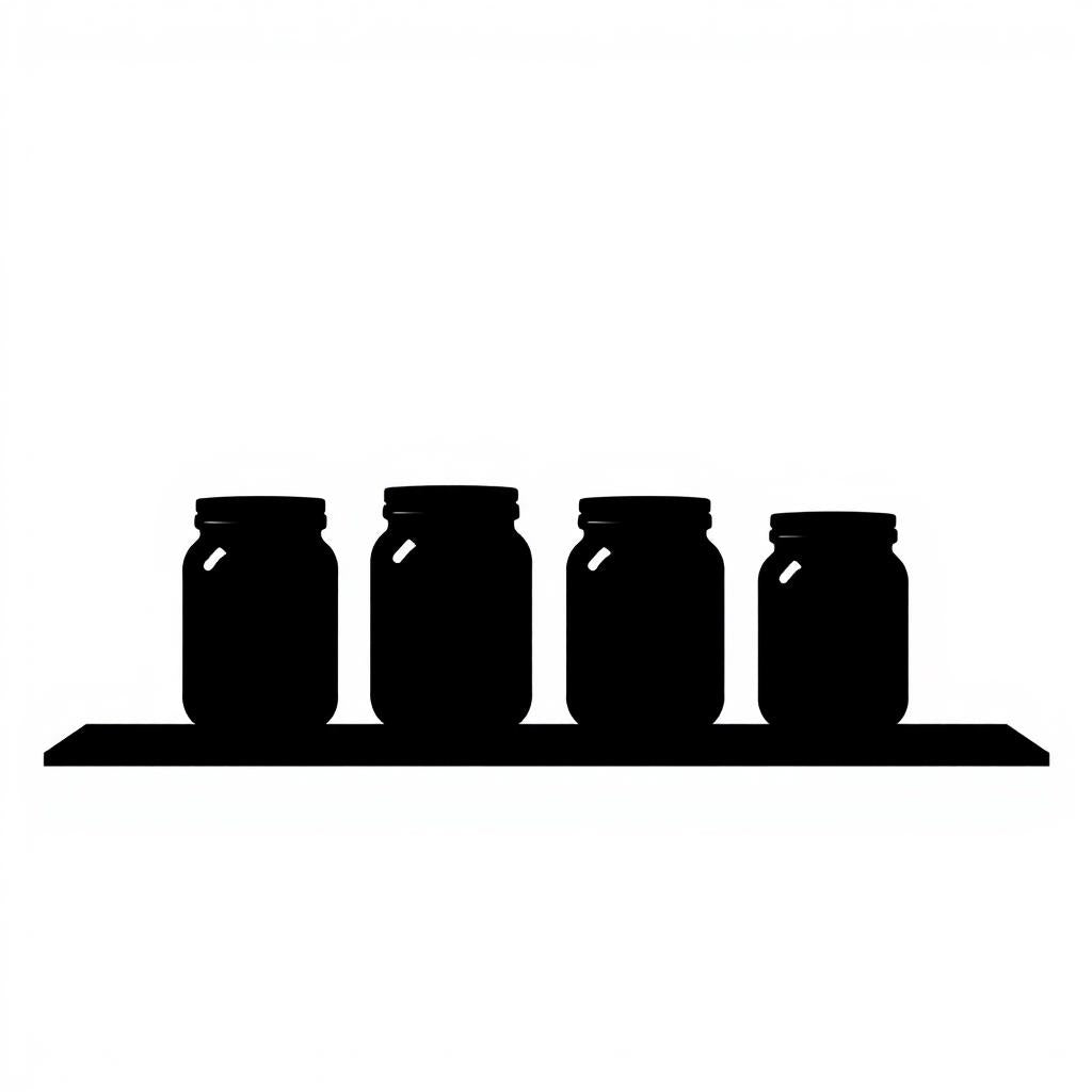 AI Generated Decal: 4 jam jars on a shelf