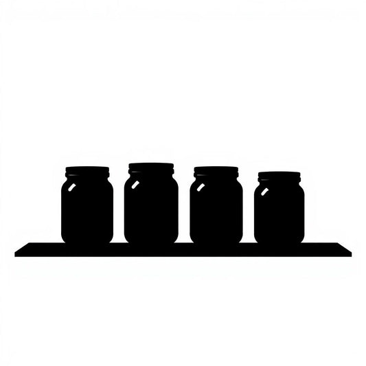 AI Generated Decal: 4 jam jars on a shelf