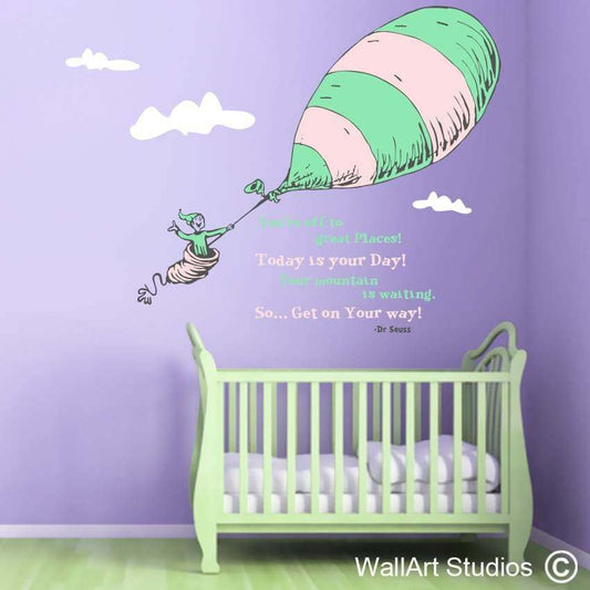 Oh The Places You'll Go Wall Vinyl | Dr Seuss Decor | Wall Art Studios