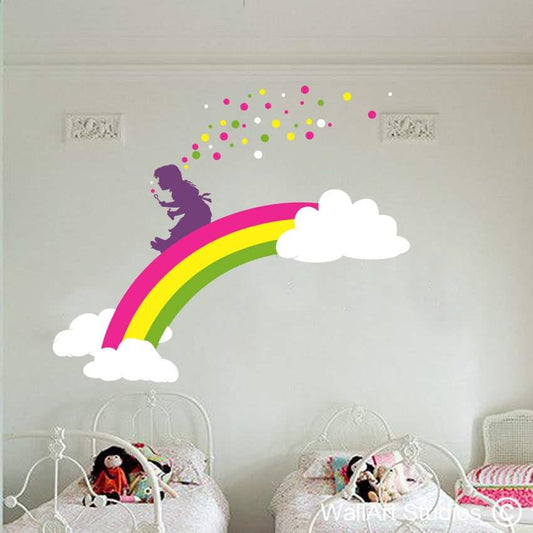 Rainbow Girl Wall Art Stickers | Rainbow Girl Wall Art Stickers | Wall Art Studios UK