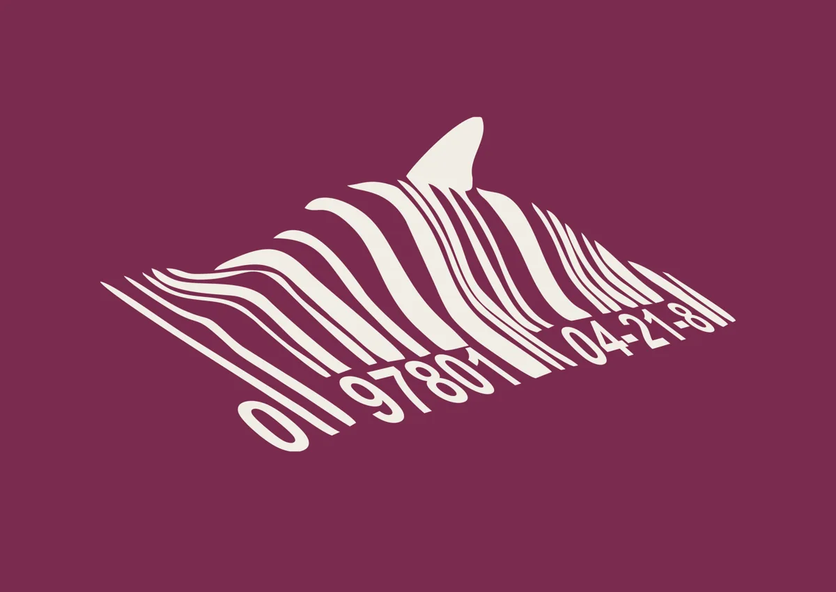 Barcode shark fin Banksy stencil