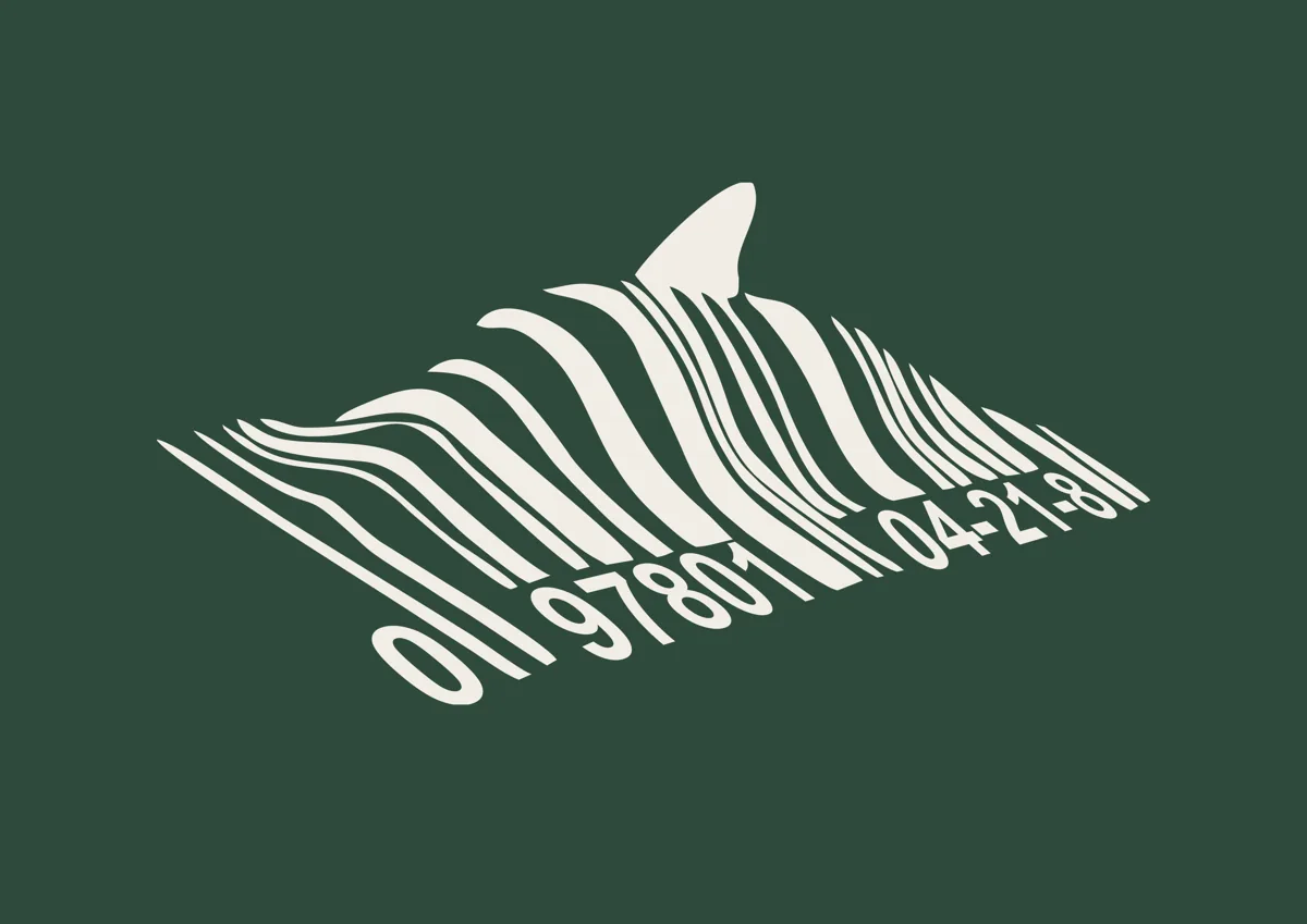 Barcode shark fin Banksy stencil