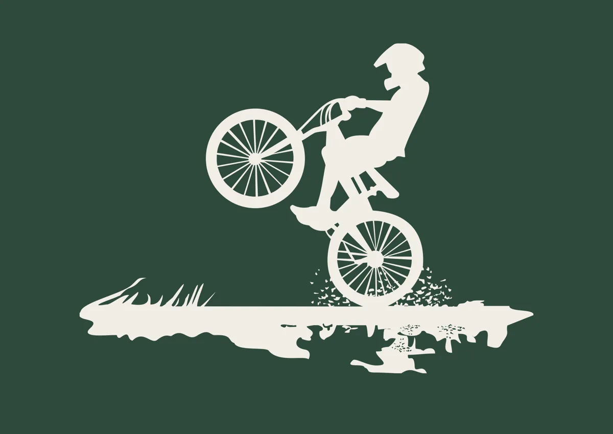 BMX rider jumping in the air, silhouette