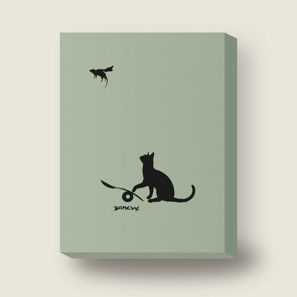 Cat and mouse Banksy-style stencil