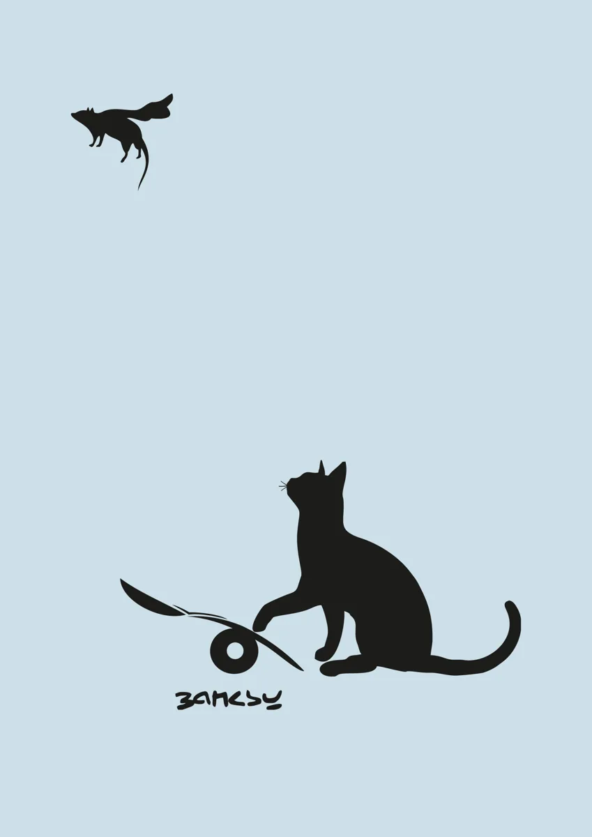 Cat and mouse Banksy-style stencil