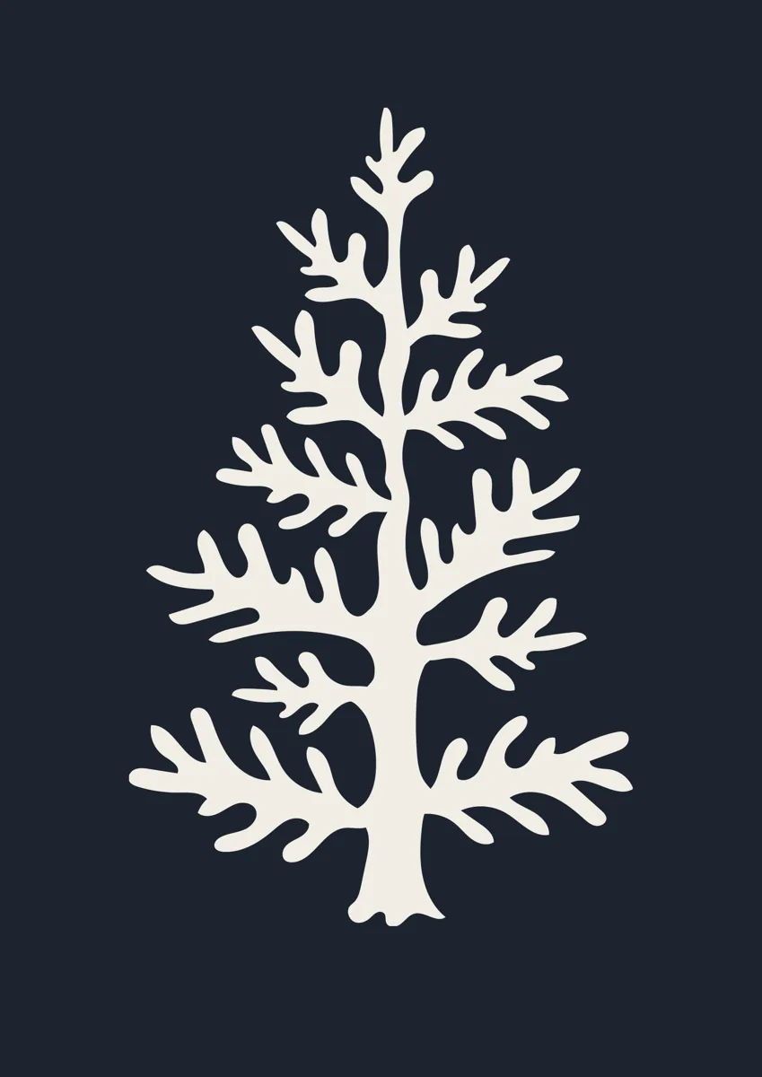 Stylised Christmas tree with bold branching silhouette