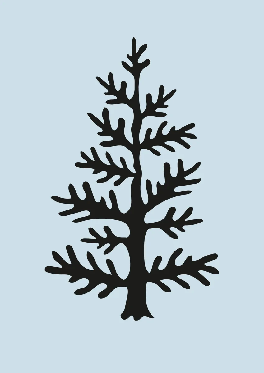 Stylised Christmas tree with bold branching silhouette