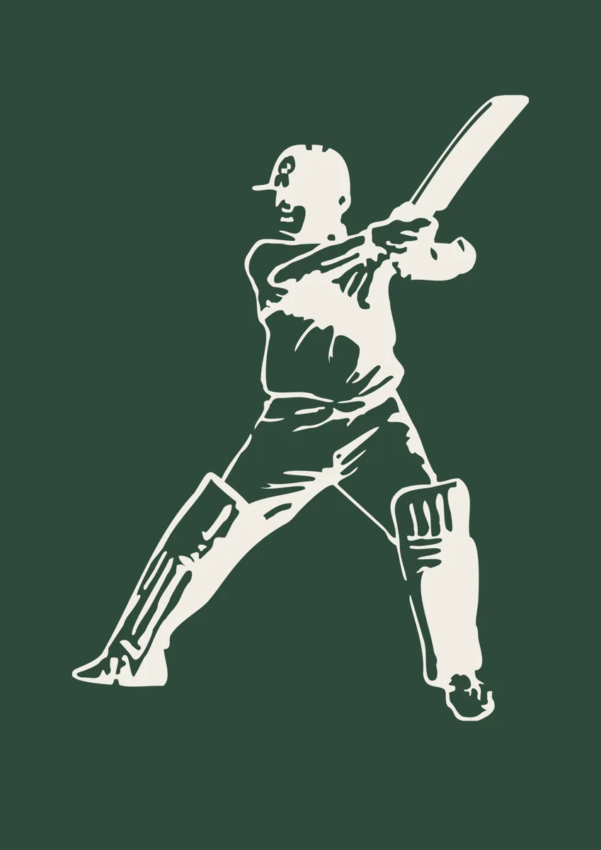 Cricket batsman playing a drive, detailed illustration