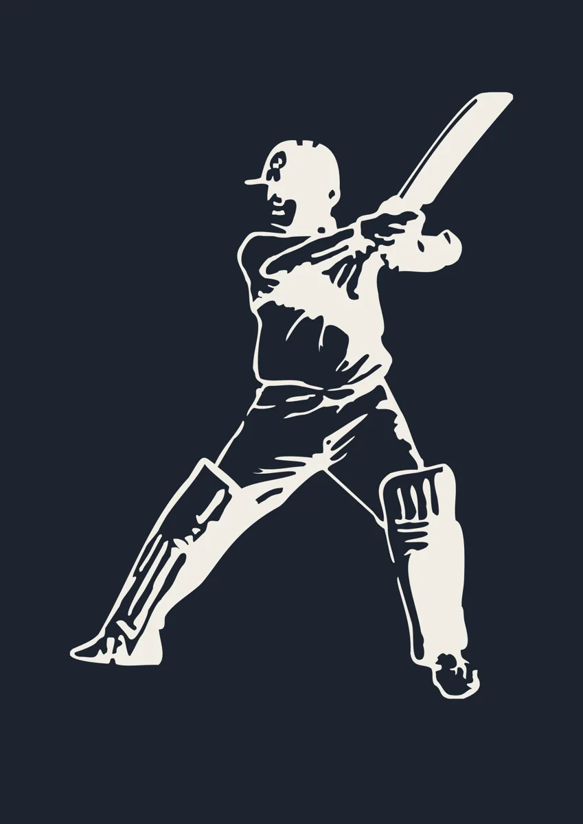 Cricket batsman playing a drive, detailed illustration