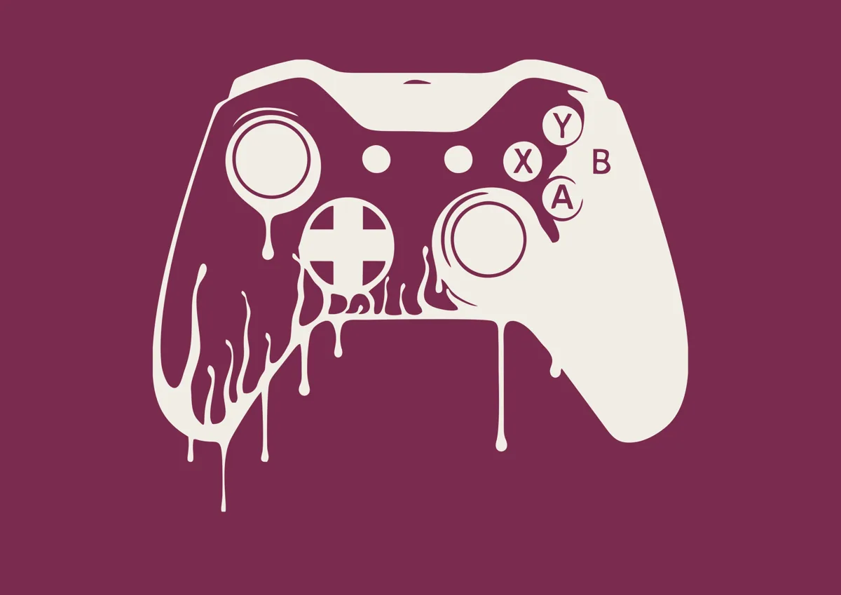 Game controller with dripping paint, graffiti style
