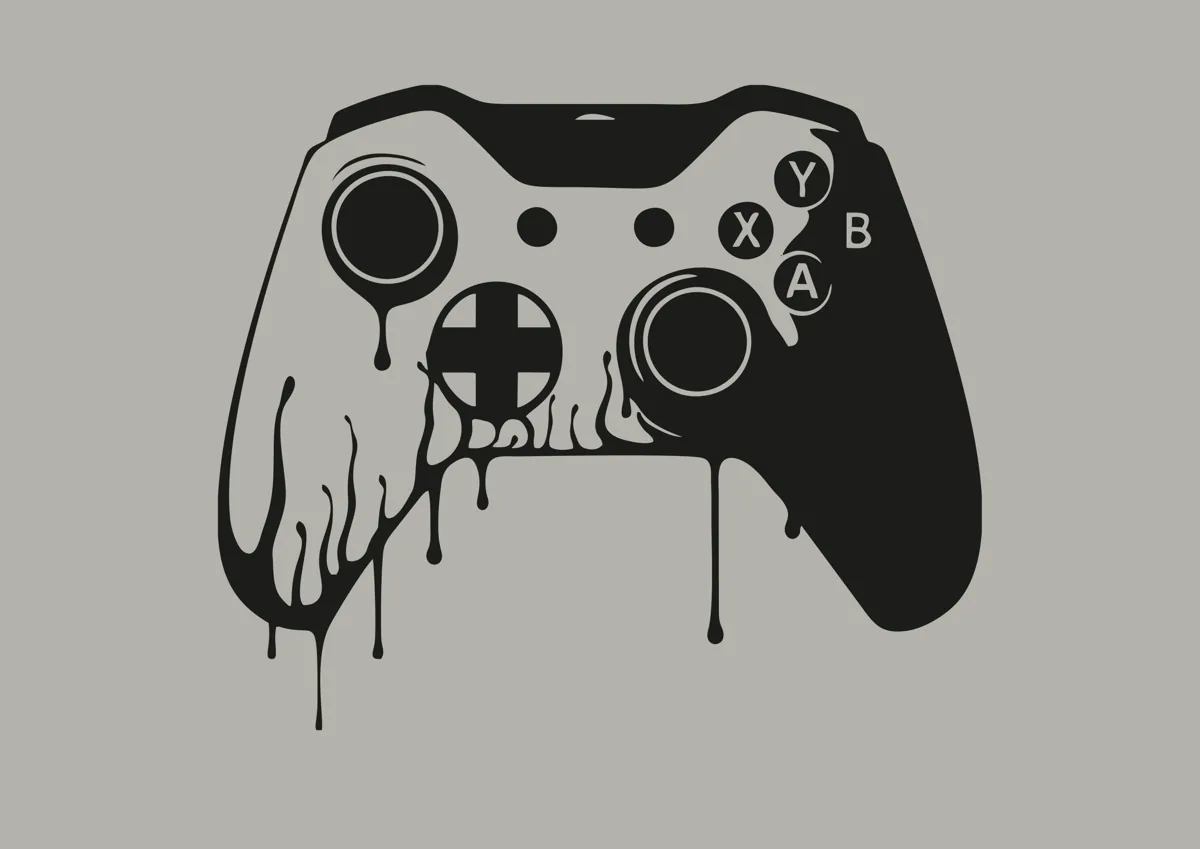 Game controller with dripping paint, graffiti style