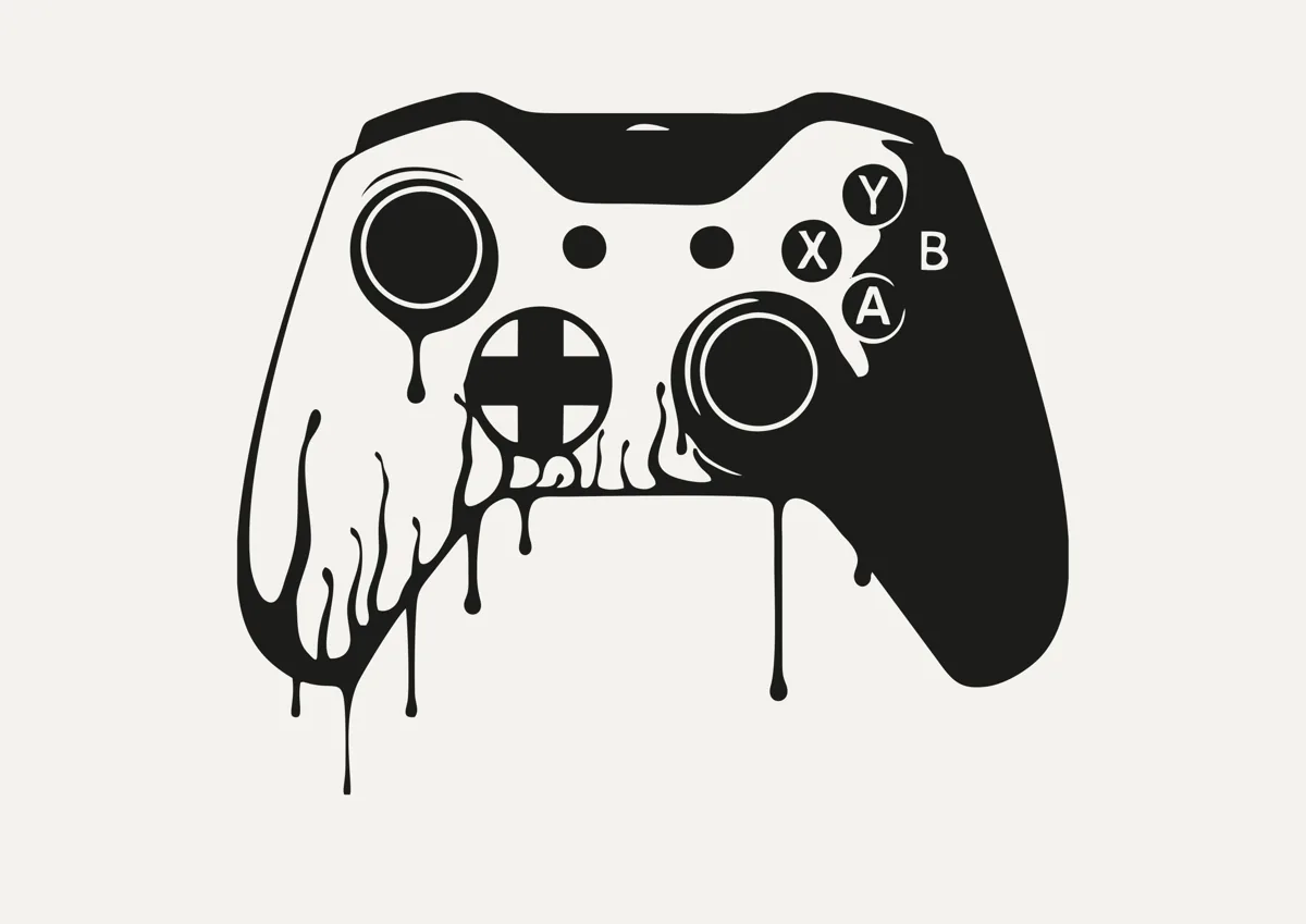 Game controller with dripping paint, graffiti style