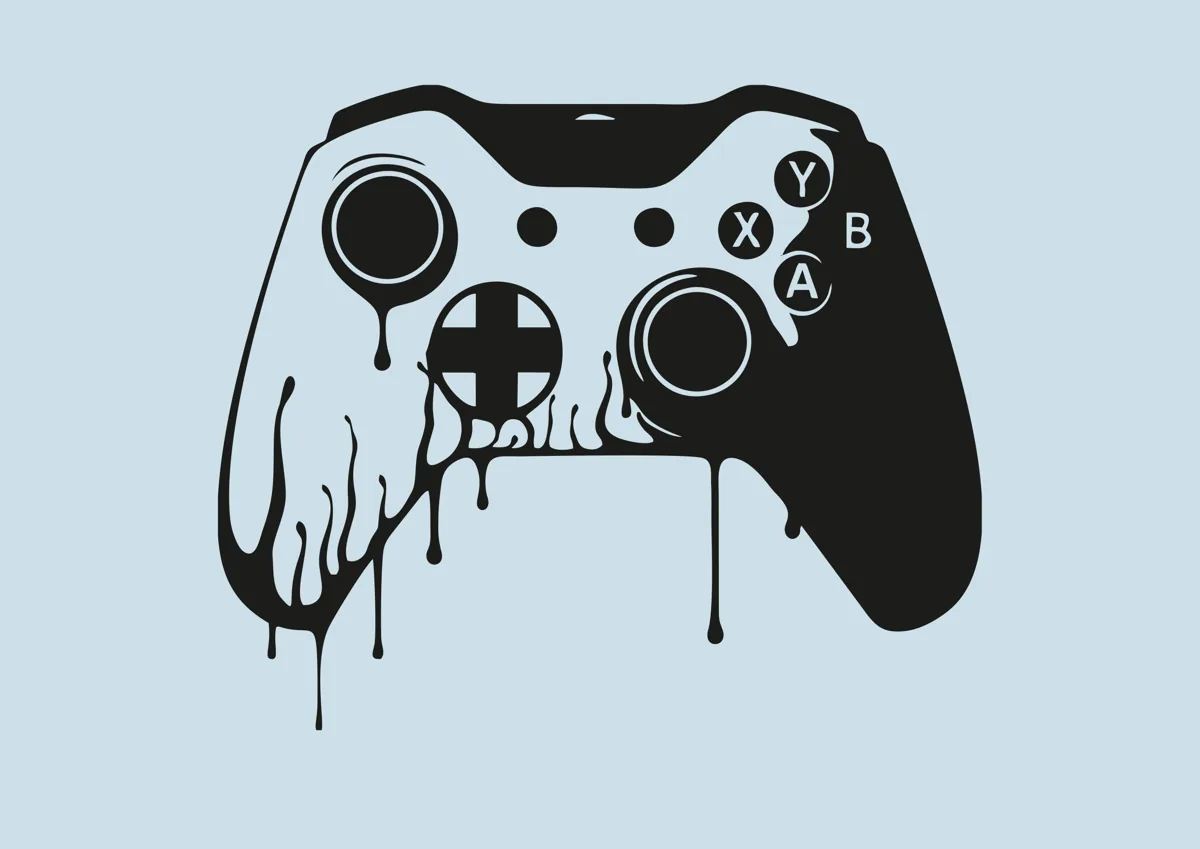 Game controller with dripping paint, graffiti style