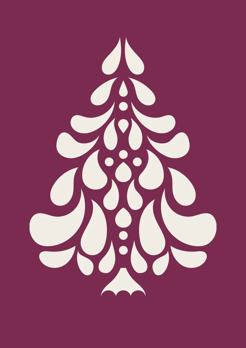 Christmas tree made of teardrop shapes and small hearts