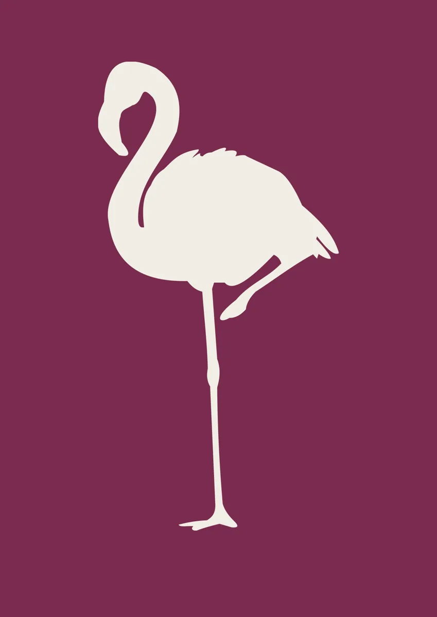 Flamingo standing on one leg, silhouette