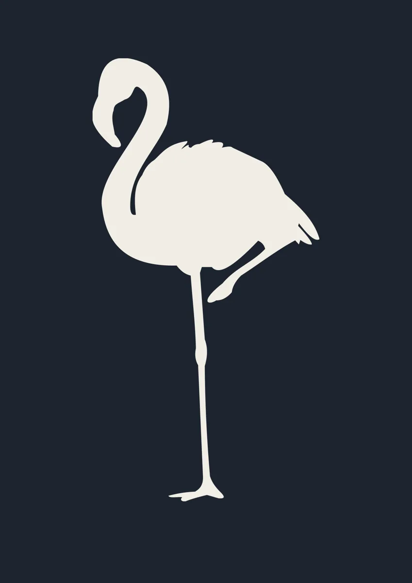 Flamingo standing on one leg, silhouette