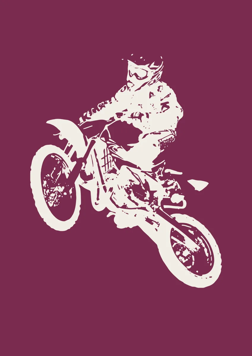 Motocross rider jumping on a dirt bike, silhouette