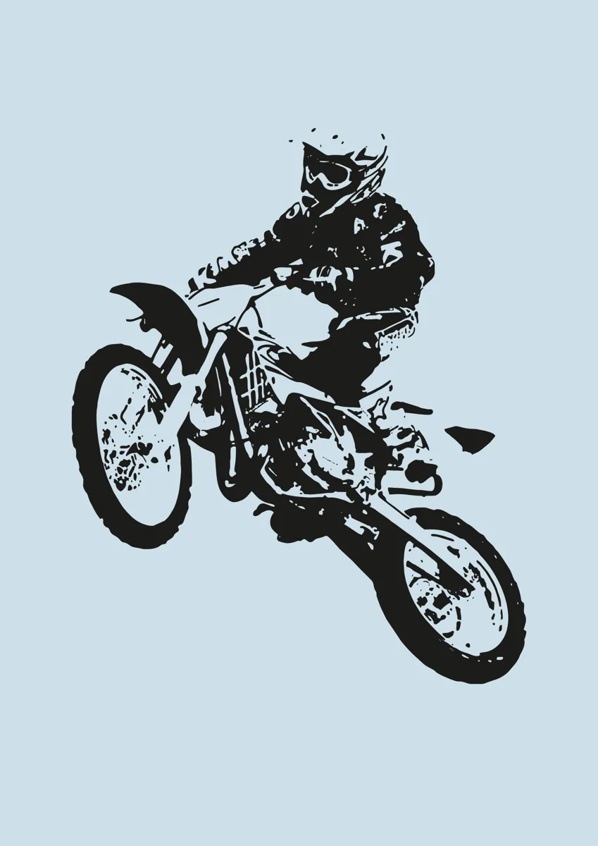 Motocross rider jumping on a dirt bike, silhouette