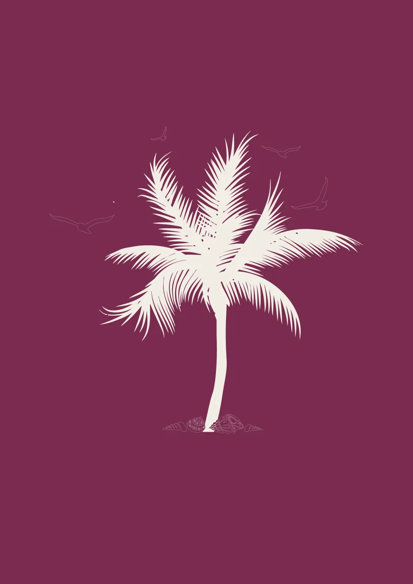 Single palm tree silhouette