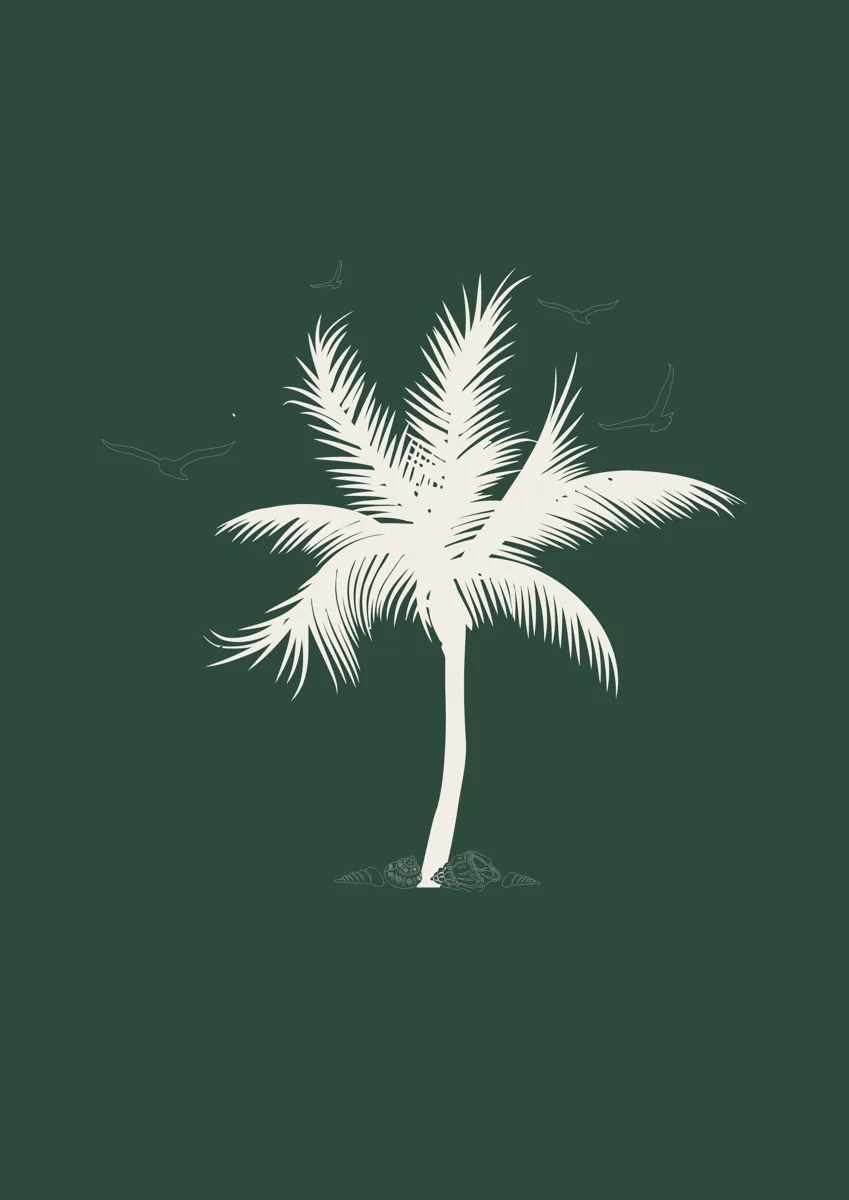 Single palm tree silhouette