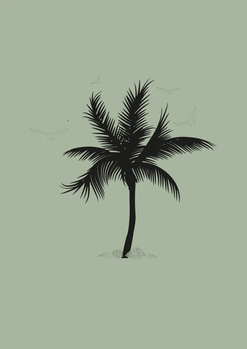 Single palm tree silhouette