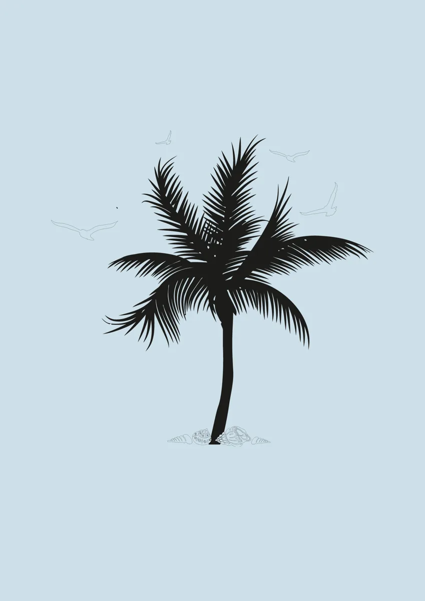 Single palm tree silhouette