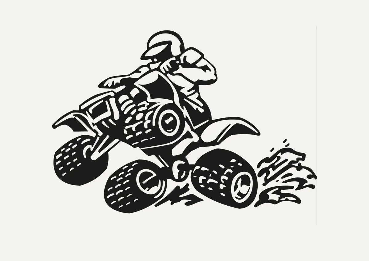 Rider on a quad bike, detailed silhouette