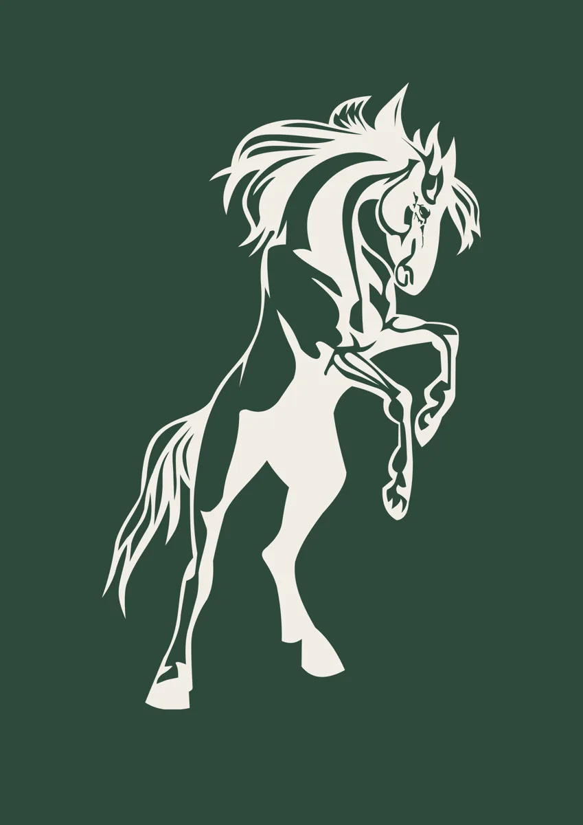Horse rearing on its hind legs, silhouette