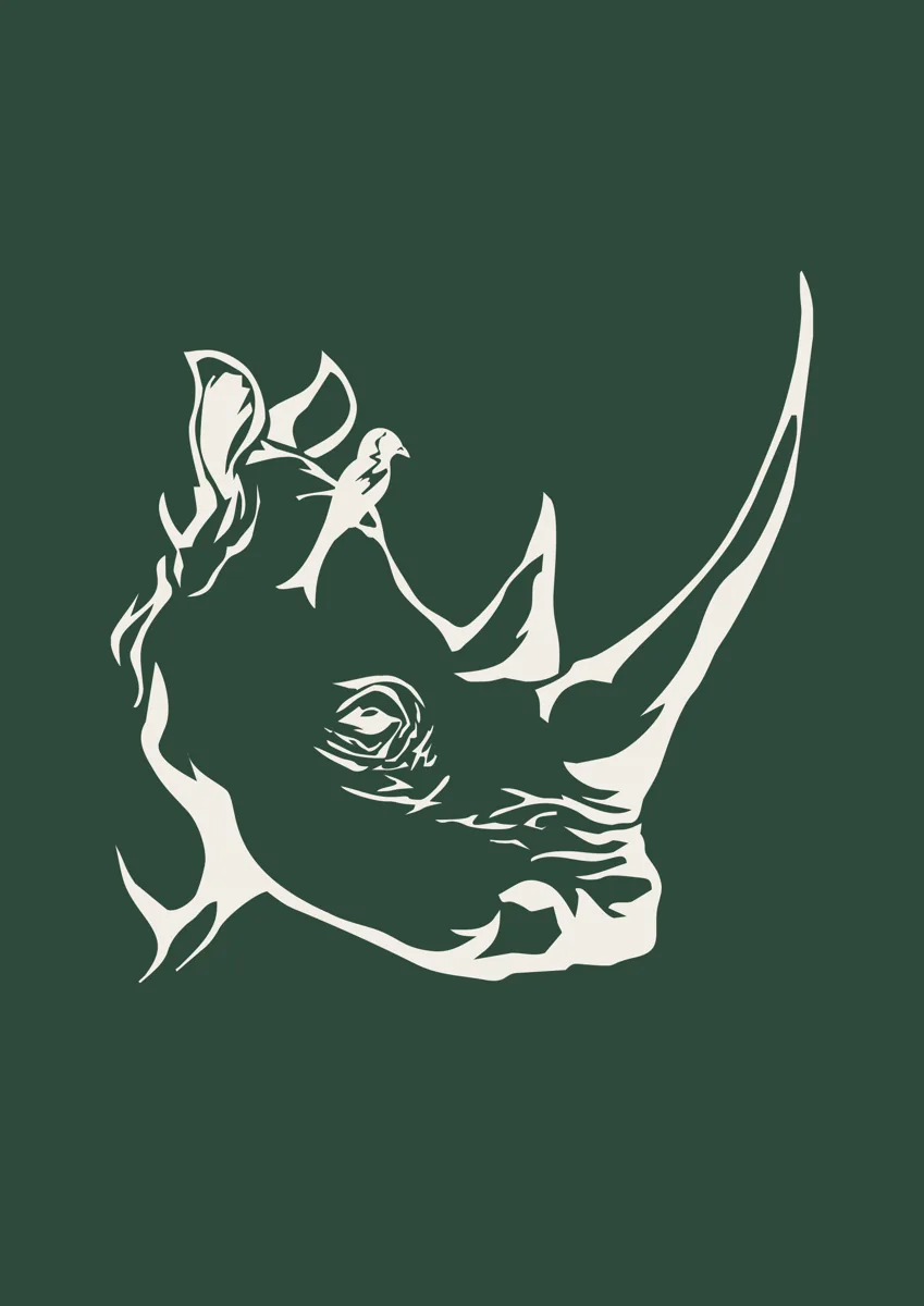 Rhinoceros head, bold graphic illustration