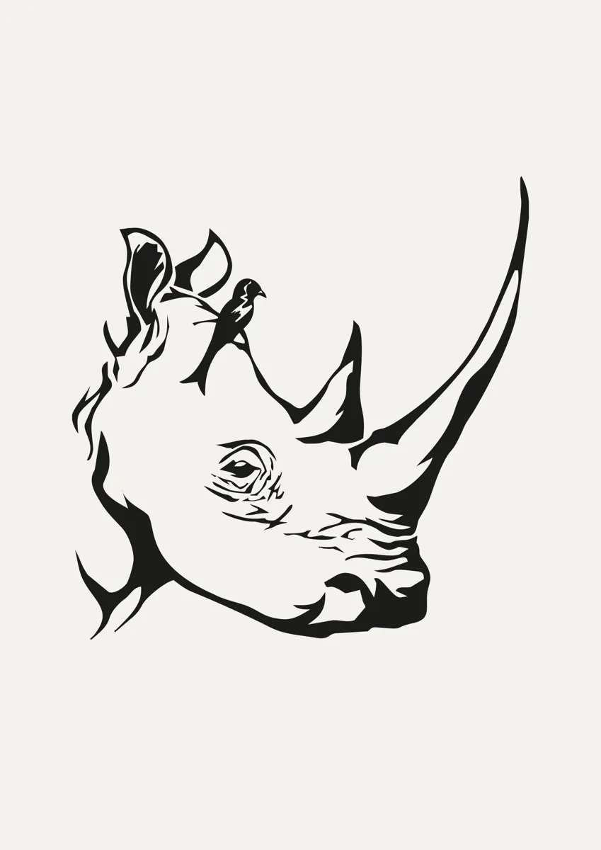 Rhinoceros head, bold graphic illustration