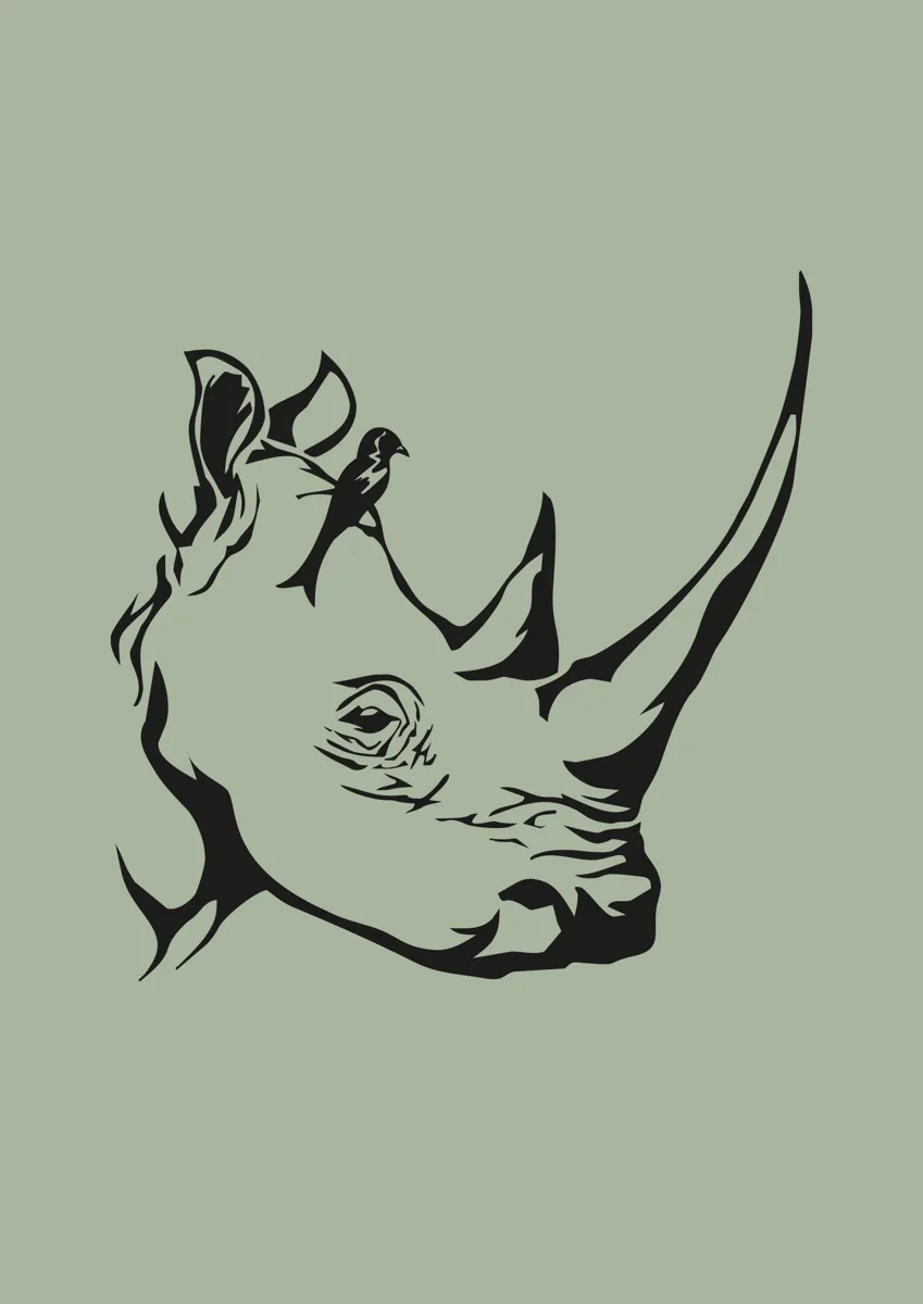 Rhinoceros head, bold graphic illustration