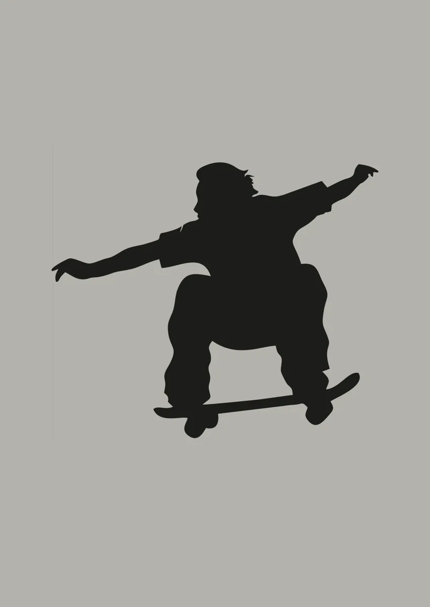 Skateboarder jumping in the air, silhouette