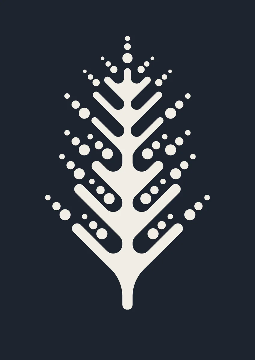 Scandinavian style Christmas tree with herringbone branches and dots