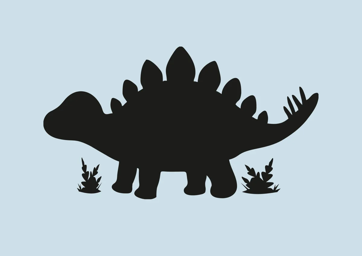 Stegosaurus dinosaur silhouette with back plates and spiked tail