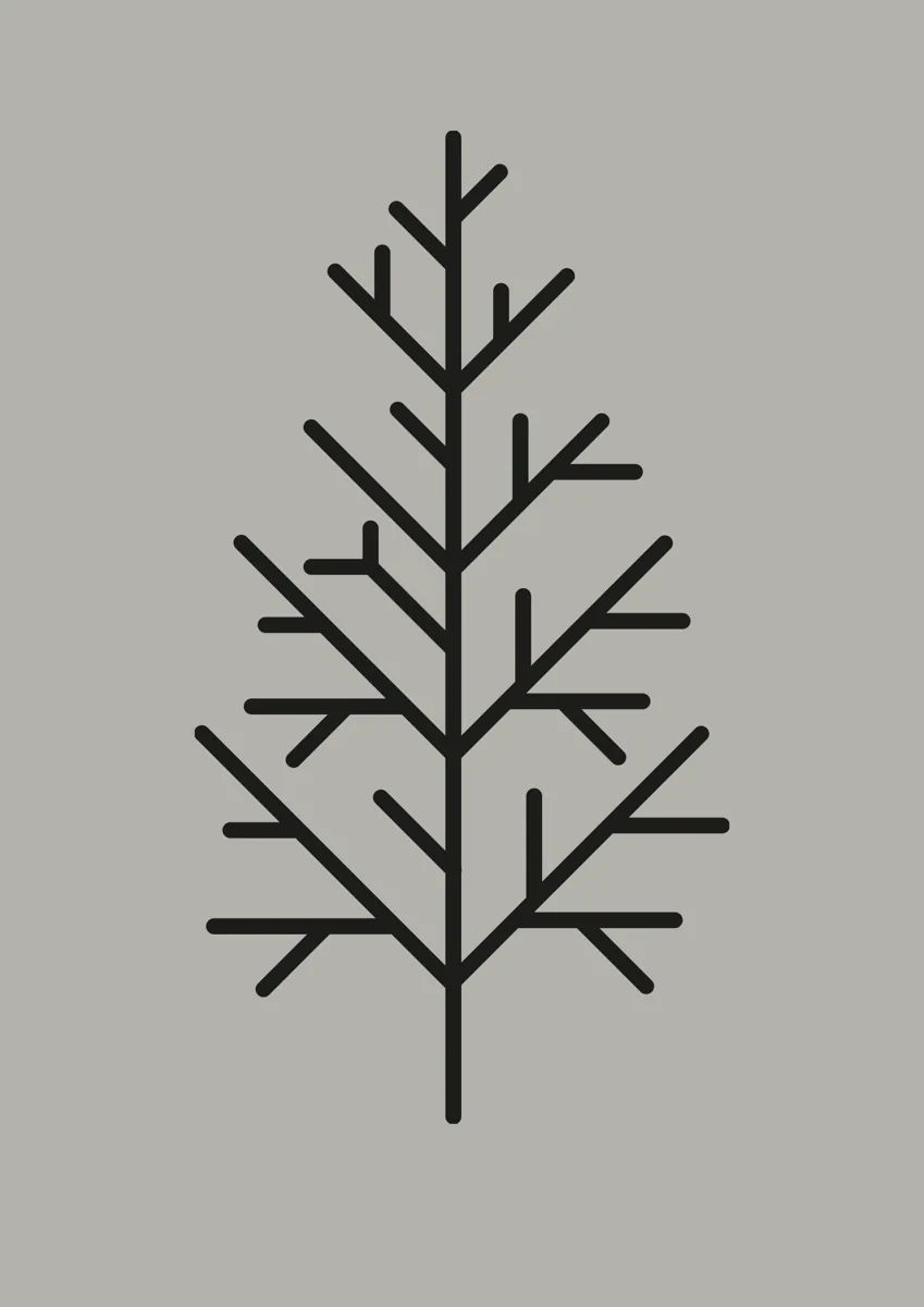Minimal Christmas tree drawn with straight-line branches