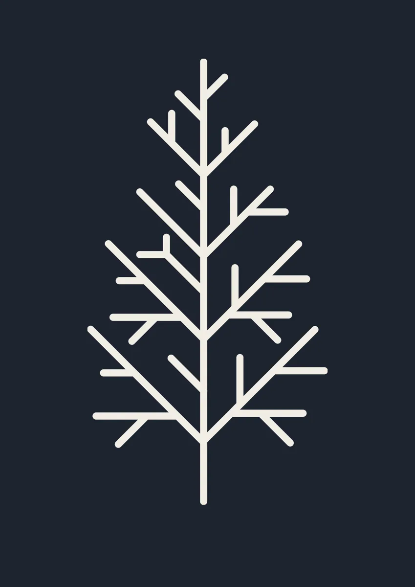 Minimal Christmas tree drawn with straight-line branches