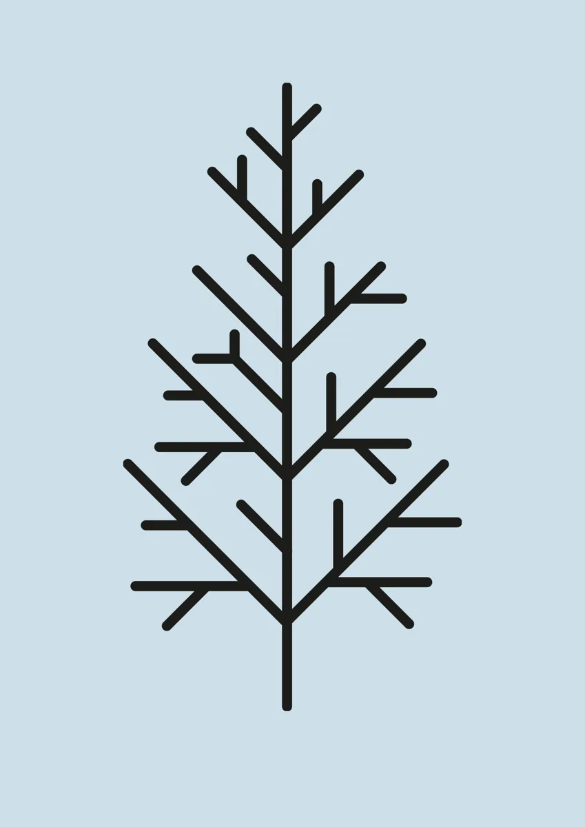 Minimal Christmas tree drawn with straight-line branches