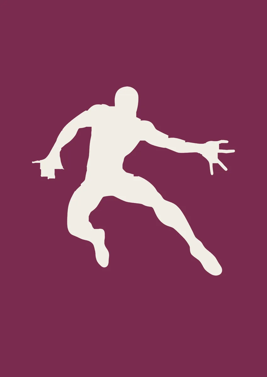Superhero leaping through the air, solid silhouette