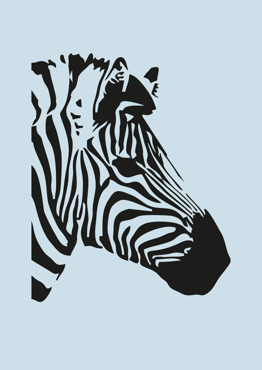 Close-up of a zebra head with bold stripes